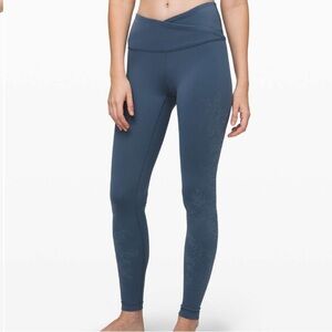 Lululemon Always On High-Rise Tight Flocked Everlux Leggings Code Blue Size 8